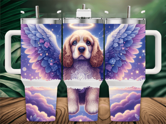Angel Dog with Wings Sunset 40oz Tumbler
