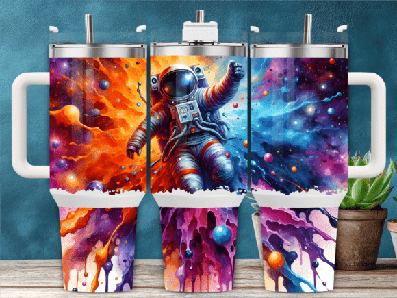 Astronaut Cosmic Fireworks Tumbler Wrap Design Review
