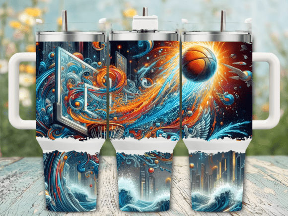 Basketball Galaxy Cityscape Tumbler Wrap Design Review