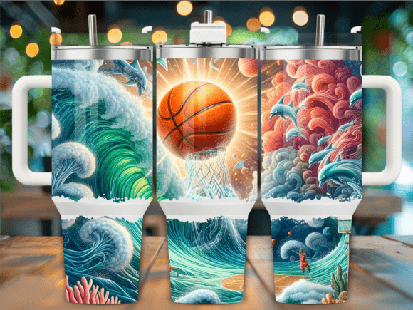 Basketball Waves Sky Clouds 40oz Tumbler