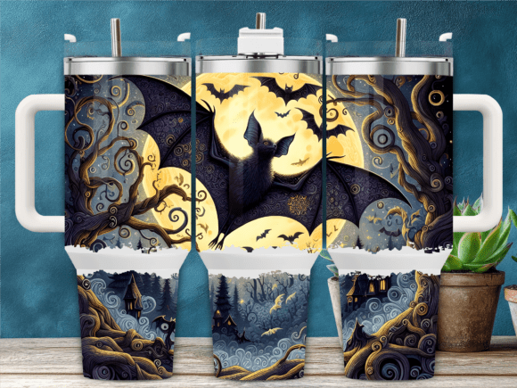 Bats Full Moon Halloween Tumbler Wrap Design Review