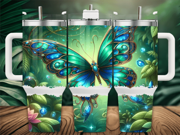 Blue Butterfly Garden 40oz Tumbler Wrap