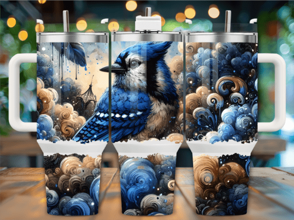 Blue Jay in Stormy Clouds 40oz Tumbler