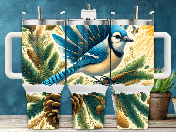 Blue Jay Pinecones 40oz Tumbler Wrap