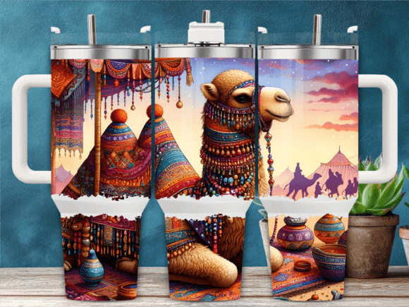 Boho Camel in Poncho Style 40oz Tumbler