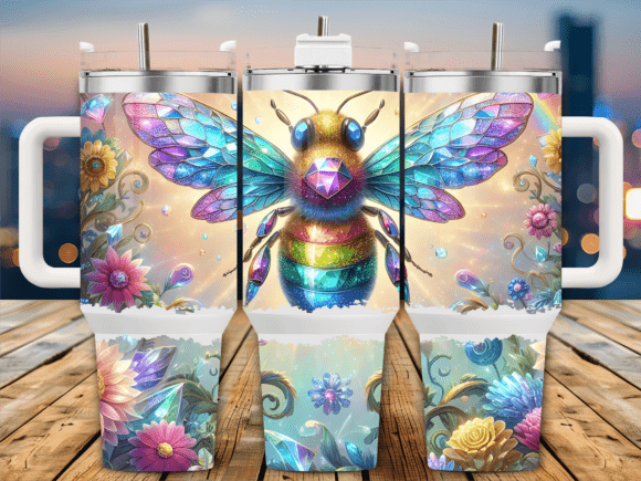 Bumblebee on Purple Flowers 40oz Tumbler