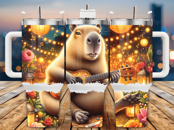 Capybara Playing Guitar 40oz Tumbler