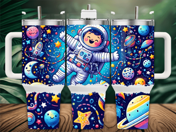 Cartoon Astronaut Space Fun Tumbler Wrap Design Review