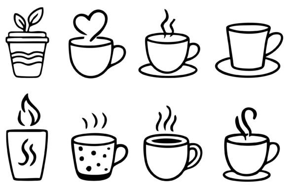 Coffee Cup Line Art Vector Set
