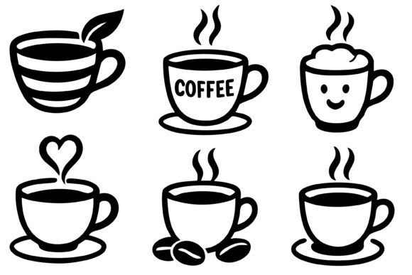 Coffee Cup Silhouette SVG Outline Icons