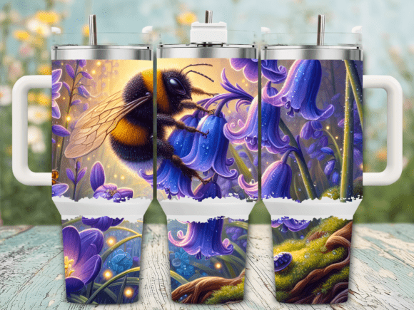 Colorful Bee Flowers 40oz Tumbler Wrap