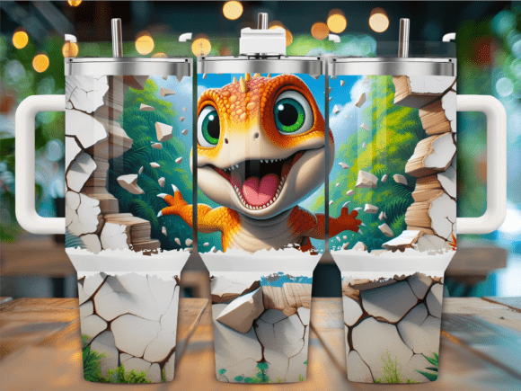Cute Baby Dinosaur Breaking 40oz Tumbler