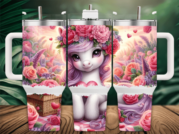 Cute Pastel Unicorn Floral 40oz Tumbler