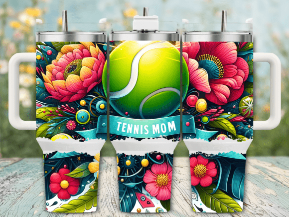 Floral Tennis Mom Flower 40oz Tumbler