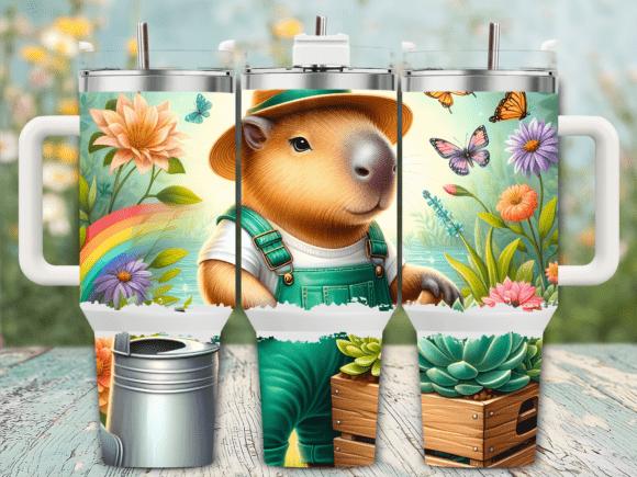 Gardening Capybara Flowers 40oz Tumbler