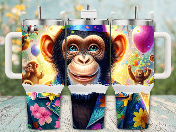 Happy Party Monkey Balloons 40oz Tumbler