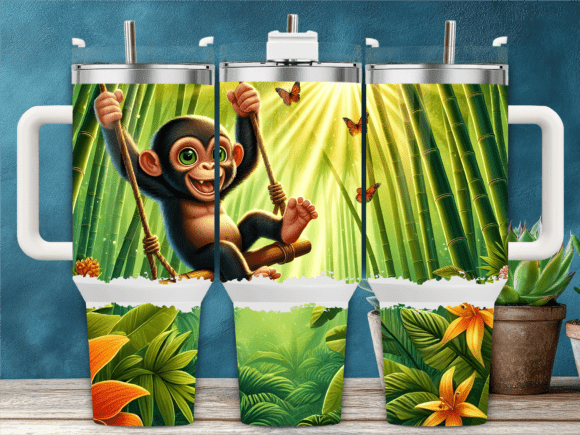 Monkey Bamboo Jungle 40oz Tumbler Wrap
