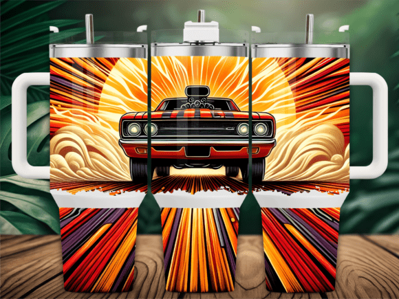 Muscle Car Retro Speed 40oz Tumbler Wrap