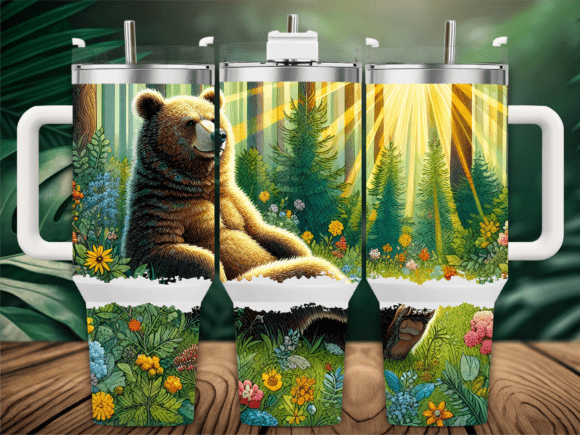 Relaxing Brown Bear Nature 40oz Tumbler
