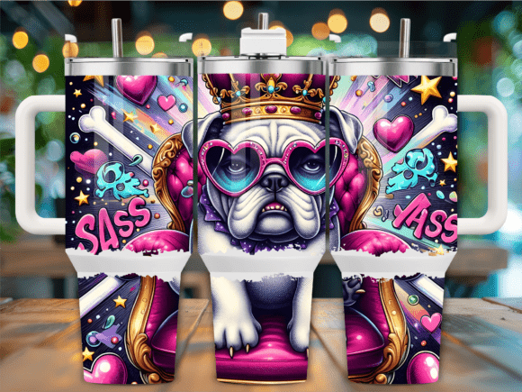 Sassy Bulldog Queen Pop Art 40oz Tumbler