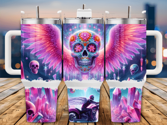 Sugar Skull Wings 40oz Tumbler Wrap