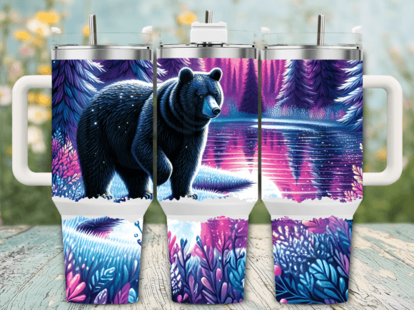 Winter Night Forest Bear 40oz Tumbler