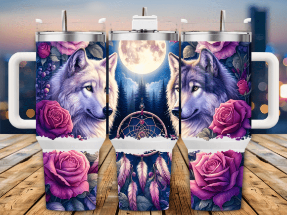 Wolf Dreamcatcher Roses Tumbler Wrap Design Review